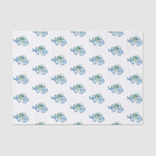 Papier Mousseline Plage de Motif bleu octopus Watercolor