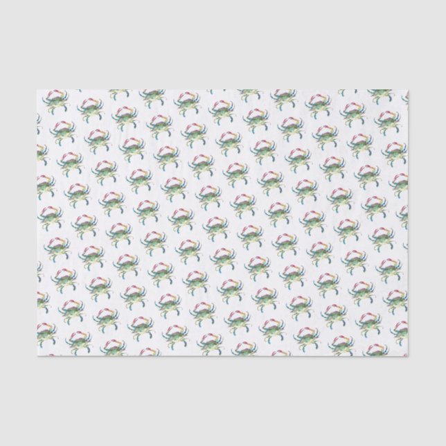 Papier Mousseline Plage de Motif d'aquarelle de crabe bleu (Recto)