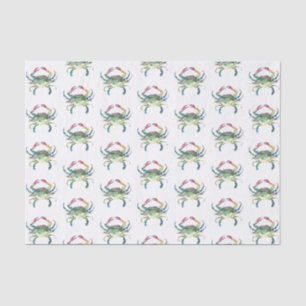 Papier Mousseline Plage de Motif d'aquarelle de crabe bleu