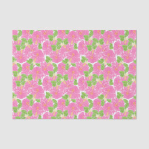Papier Mousseline Plage De Palm De Plage Rose Hibiscus Fleurs