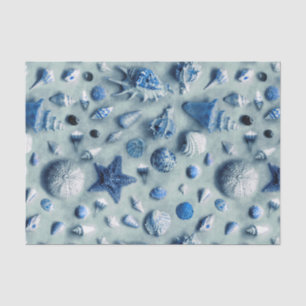 Papier Mousseline Plage de Seashells, Indigo Blue Starfish