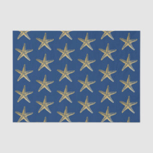 Papier Mousseline Plage de Starfish bleu et or 