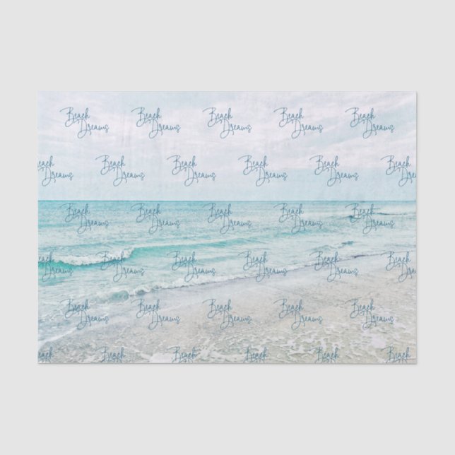 Papier Mousseline Plage Dreams Citation Inspiration Rétro Ocean Wave (Recto)
