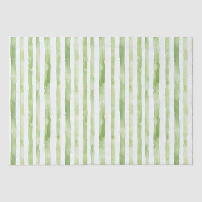 Papier Mousseline Plage Green White Stripes Anniversaire (Recto)