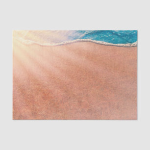 Papier Mousseline Plage Rivage Sablonneux Vague Océan Bleu Découpage