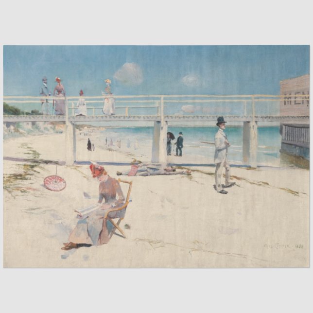 Papier Mousseline Plage (Vacances à Mentone) (Art australien) (Recto)