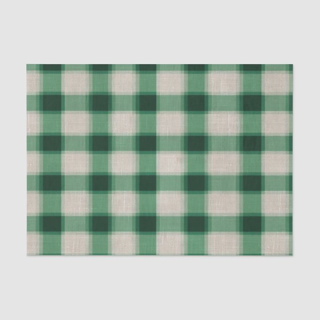Papier Mousseline Plaid à la crème verte (Recto)