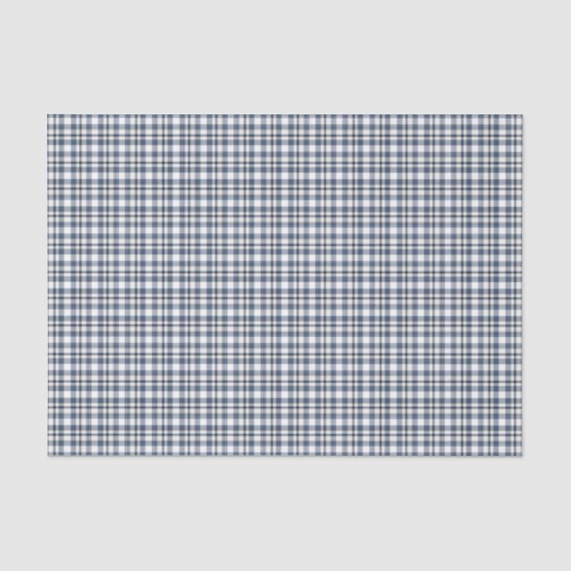Papier Mousseline Plaid blanc bleu 1 (Recto)