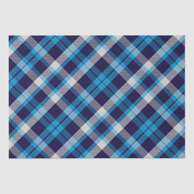 Papier Mousseline Plaid Bleu (Recto)