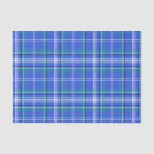 Papier Mousseline Plaid bleu et vert