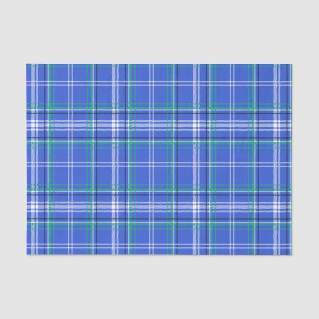 Papier Mousseline Plaid bleu et vert (Recto)