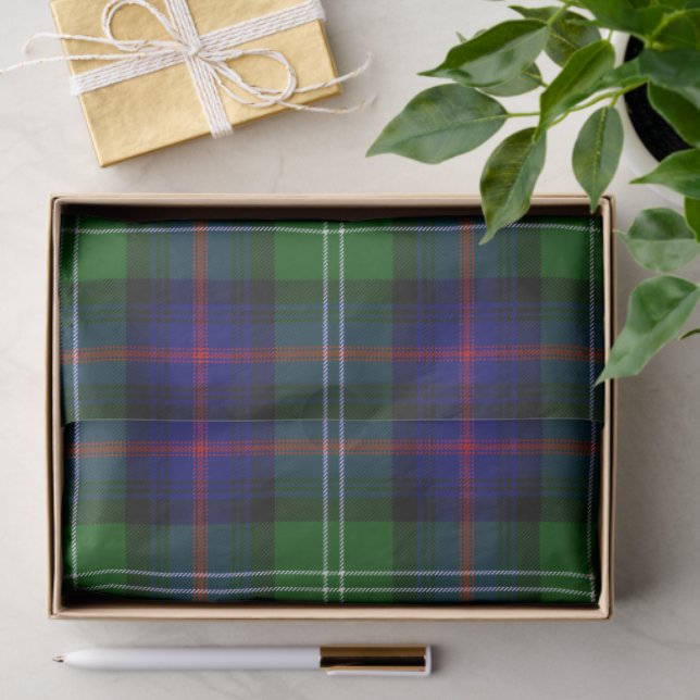 Papier Mousseline plaid bleu vert de tartan du sud (Cadeau)