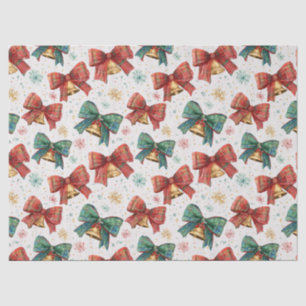 Papier Mousseline Plaid Bows Cloches Retro Noël