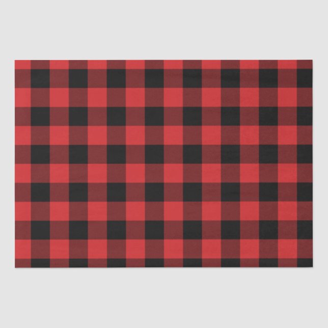 Papier Mousseline Plaid de Buffalo noir et rouge (Recto)