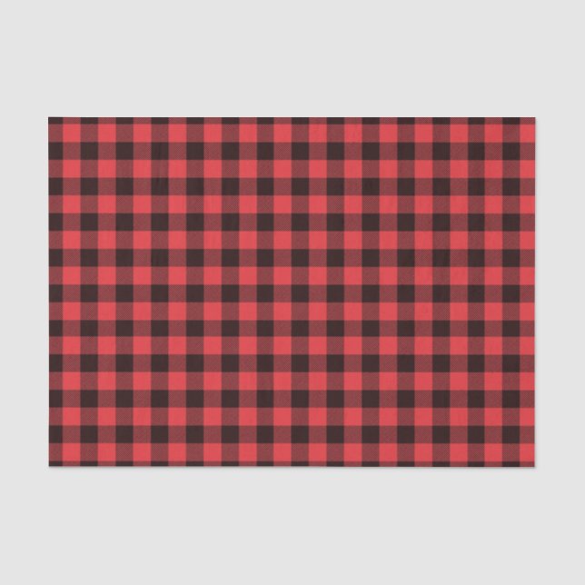 Papier Mousseline Plaid de buffle rouge et noir (Recto)