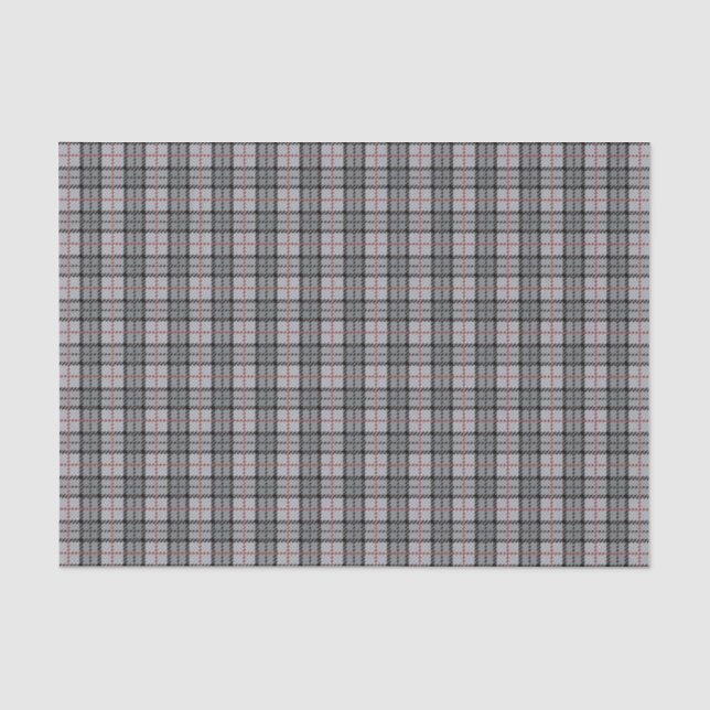 Papier Mousseline Plaid de pixel dans le gris avec la rayure rouge (Recto)