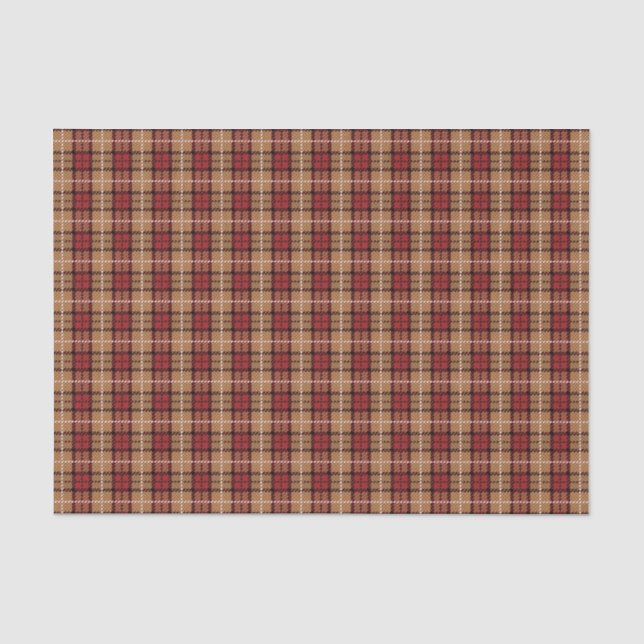 Papier Mousseline Plaid de pixel en rouge et or (Recto)