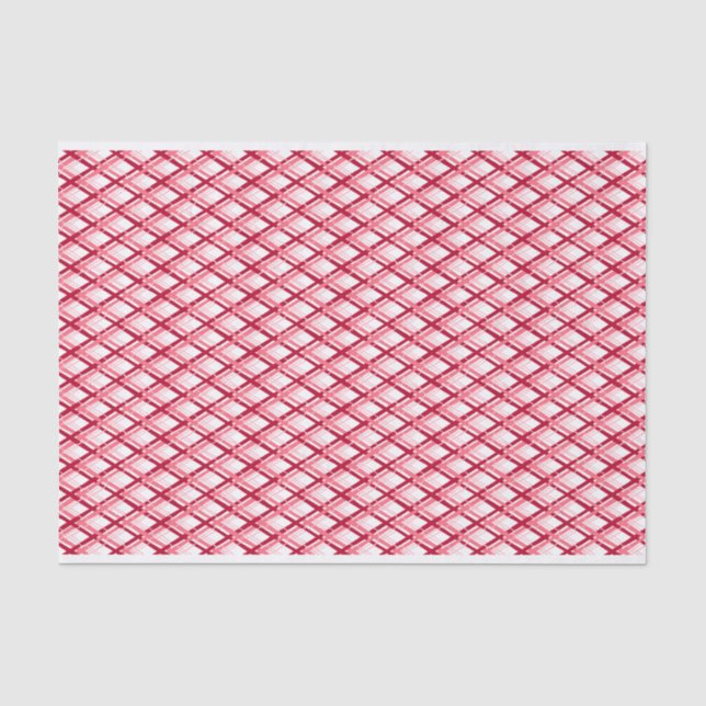 Papier Mousseline Plaid en diagonale rouge et blanc (Recto)