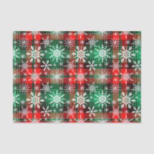 Papier Mousseline Plaid Et Snowflakes Noël Motif 1