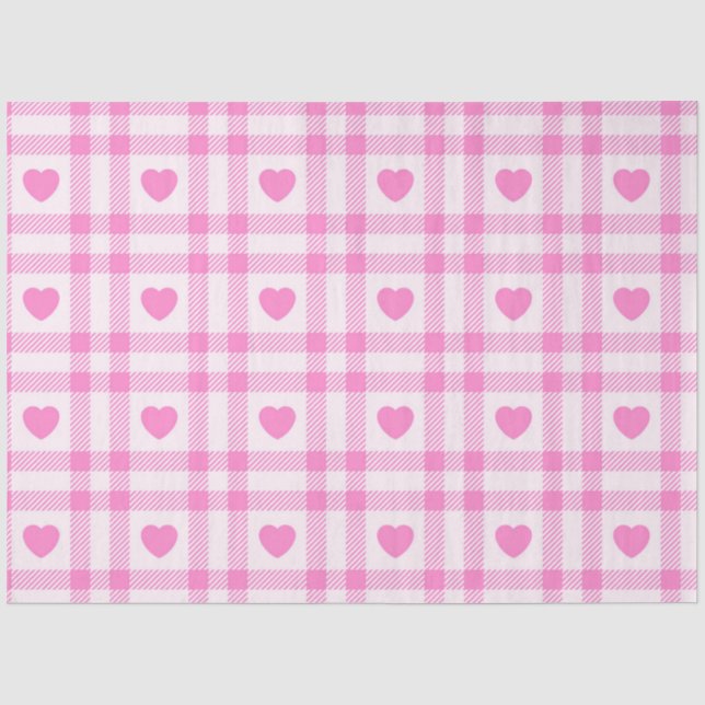 Papier Mousseline Plaid Modern Pink Heart Collection (Recto)