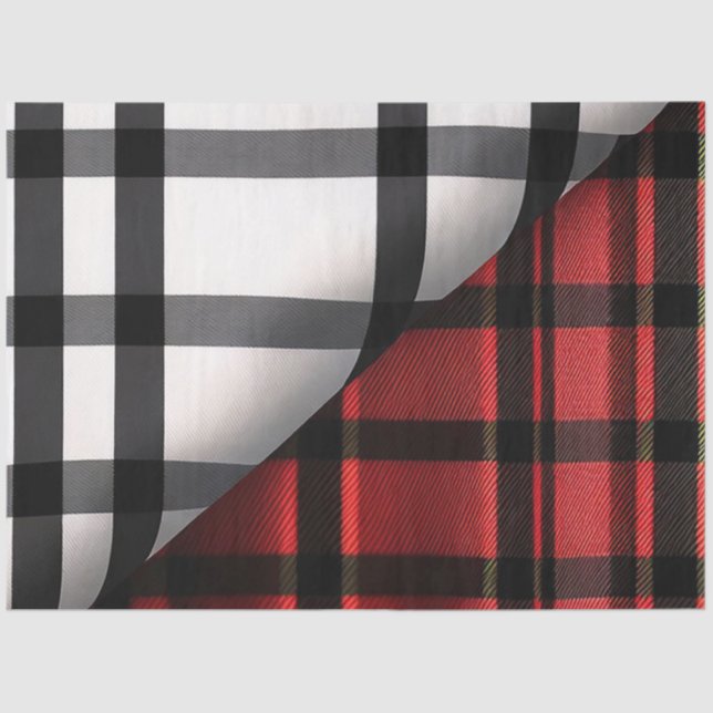 Papier Mousseline Plaid Moderne Abstraite Rouge Noir Plaid Collectio (Recto)