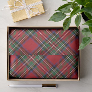 Papier Mousseline Plaid Rustic Classic Rouge Vert Stewart Tartan