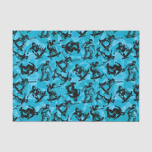 Papier Mousseline Planchistes de garçon de patineur bleus