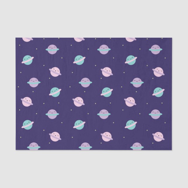 Papier Mousseline Planètes de pastel de Kawaii (Recto)