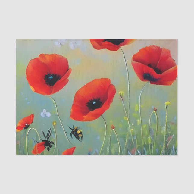 Papier Mousseline Plantes de Red Poppies (Recto)