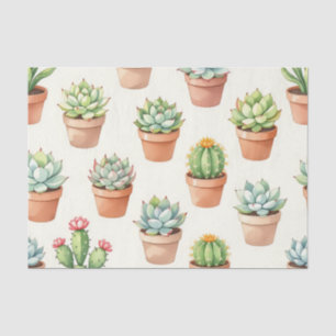 Papier Mousseline Plantes grasses motif sans couture Pots en terre c
