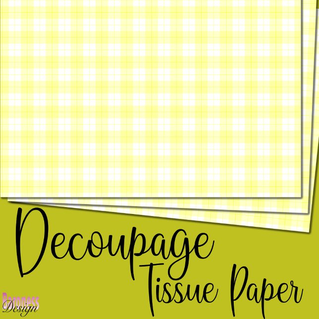 Papier Mousseline Plateau de tartan blanc jaune frais (Créateur téléchargé)