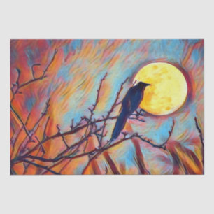 Papier Mousseline Pleine lune et corbeau Automne Automne peinture nu
