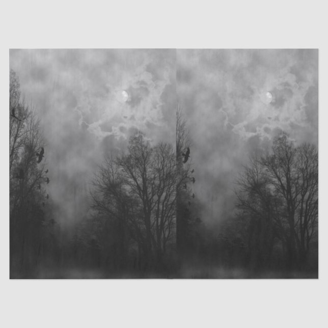 Papier Mousseline Pleine lune Haunted Halloween papier de tissus (Recto)