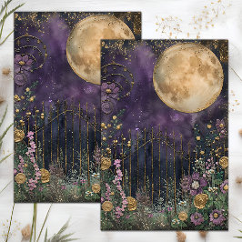 PAPIER MOUSSELINE PLEINE LUNE MIDNIGHT GARDEN DÉCOUPAGE TISSUE PAPIE