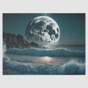 Papier Mousseline Pleine lune sur le découpage océanique