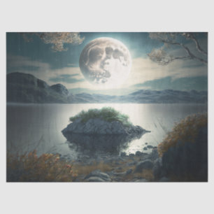 Papier Mousseline Pleine lune sur un lac Découpage