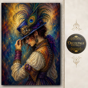 Papier Mousseline Plume de paon Dame victorienne découpage