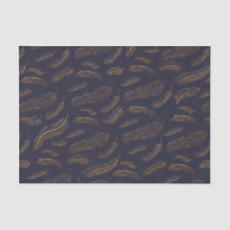 Papier Mousseline Plume d'or imprimée