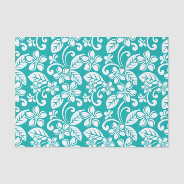 PAPIER MOUSSELINE PLUMÉRIE DE L'ÎLE (TURQUOISE) (Recto)