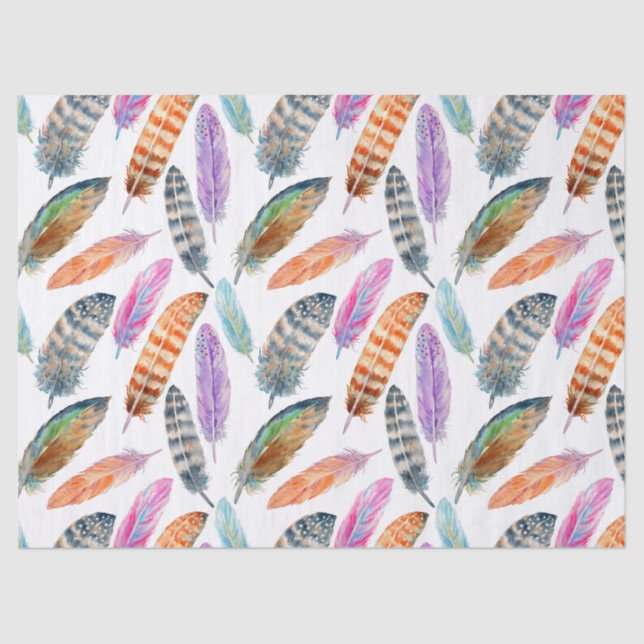 Papier Mousseline Plumes d'aquarelle (Recto)