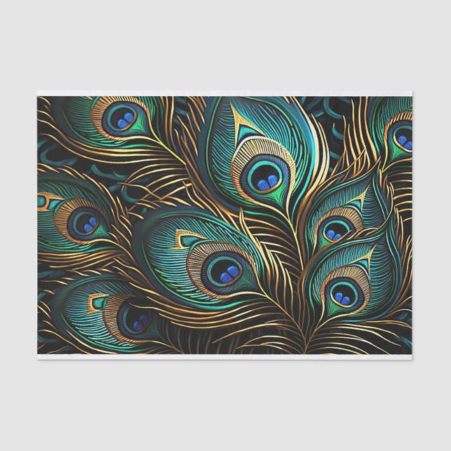 Papier Mousseline Plumes de paon (Recto)
