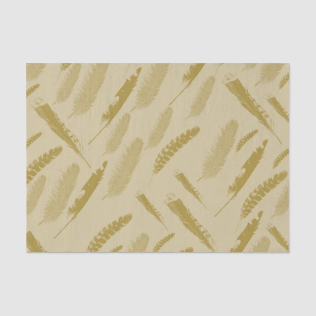 Papier Mousseline Plumes d'oiseau d'or (Recto)