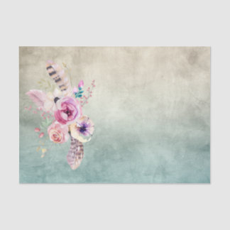 Papier Mousseline Plumes et fleurs d'art du Boho - Découpage