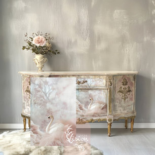 Papier Mousseline Plumes et Tulle, Cygne Romantique Éthéré