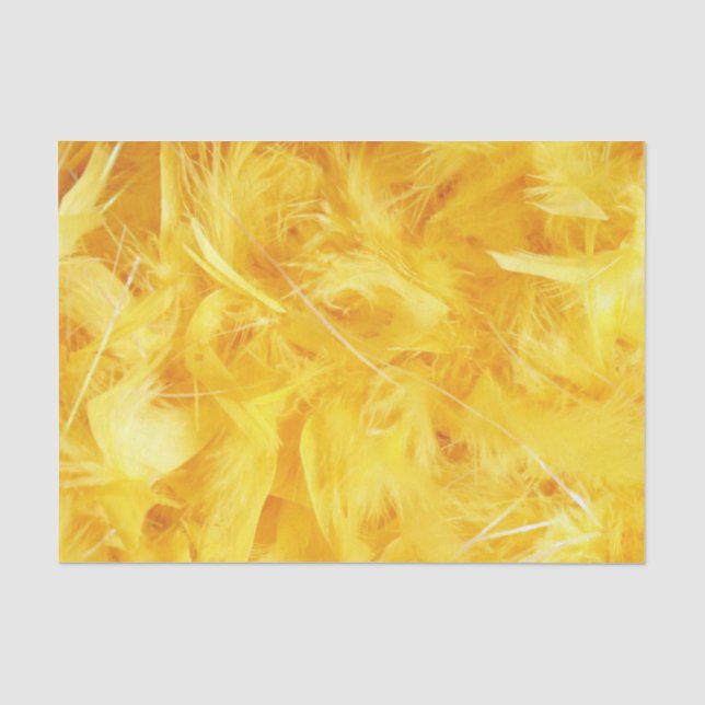 Papier Mousseline Plumes jaune vif (Recto)