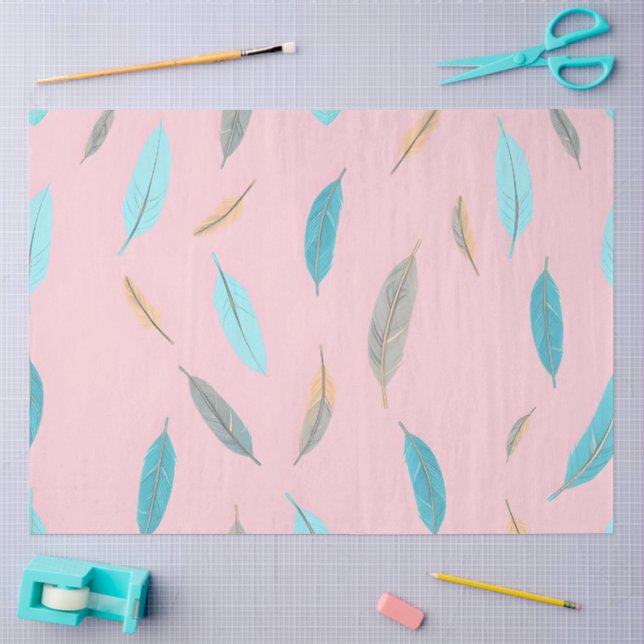 Papier Mousseline Plumes populaires Collection Boho de luxe (Artisanat)