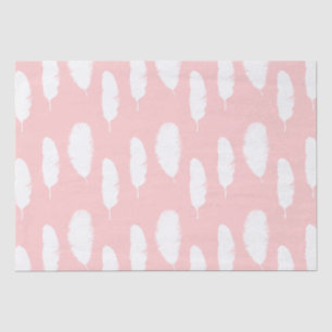 Papier Mousseline Plumes roses et blanches