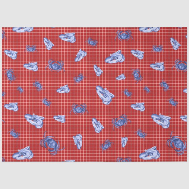 Papier Mousseline Plus Red and Navy Nautical Series Design 11 (Recto)