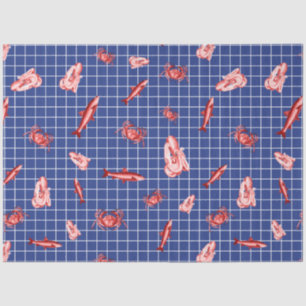 Papier Mousseline Plus Rouge et Marine Nautique Série Design 6
