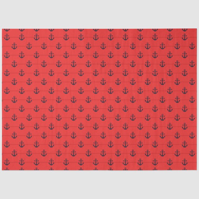 Papier Mousseline Plus Rouge et Marine Série Nautique Design 4 (Recto)